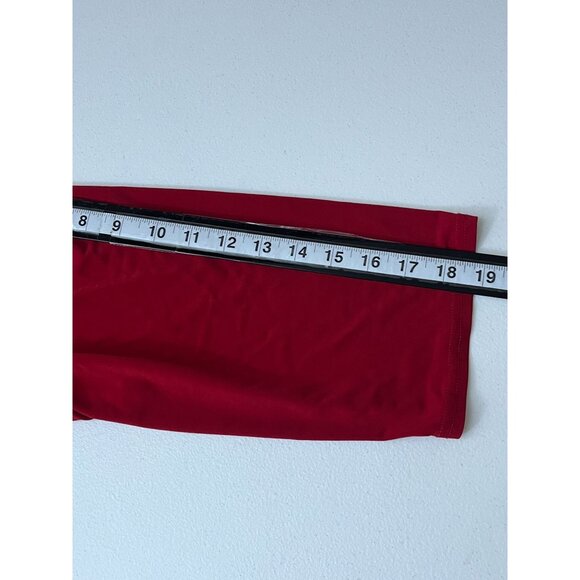 Sandra Darren Plus Size 24W Red Faux Wrap Blouse Womens 3/4 Sleeve Stretch Top - Picture 9 of 12